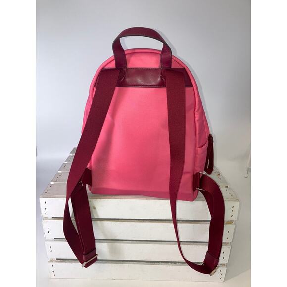 KATE SPADE, SMALL PINK AND MAROON NYLON BACKPACK WITH POCKET - Picture 4 of 16